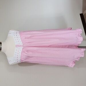 Vintage Erika Taylor Nightgown Slip Dress Gingham Eyelet Beading Ribbons size M